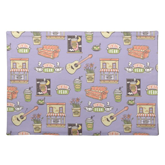 FRIENDS™ | Purple Icon Pattern Cloth Placemat (Front)