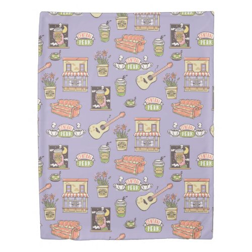 FRIENDS  Purple Icon Pattern Duvet Cover