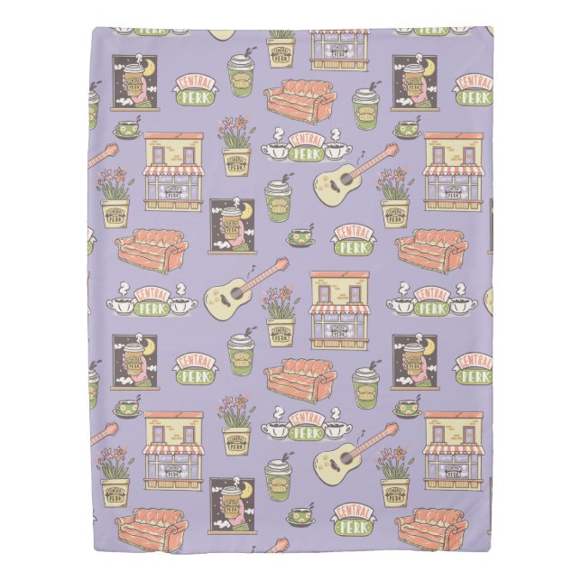 FRIENDS™ | Purple Icon Pattern Duvet Cover (Front)