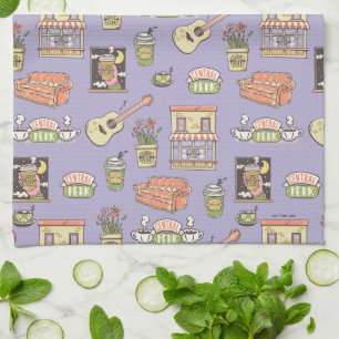 FRIENDS™   Purple Icon Pattern Kitchen Towel