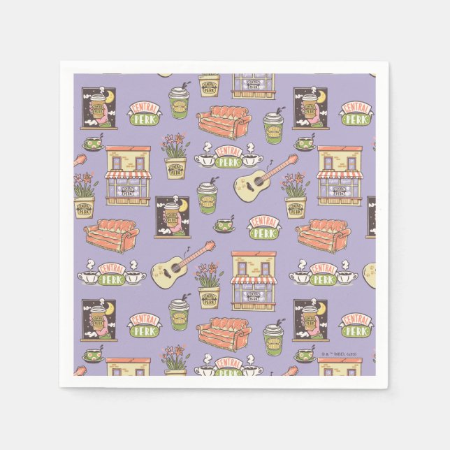 FRIENDS™ | Purple Icon Pattern Napkins (Front)