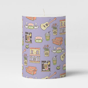 FRIENDS™   Purple Icon Pattern Pillar Candle