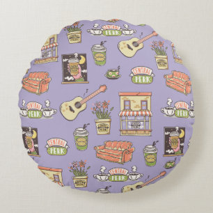 FRIENDS™   Purple Icon Pattern Round Pillow