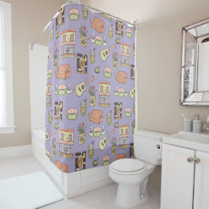 FRIENDS™   Purple Icon Pattern Shower Curtain