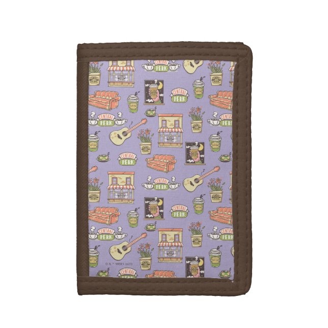 FRIENDS™ | Purple Icon Pattern Trifold Wallet (Front Vertical)