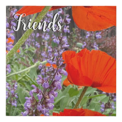 Friends Red and Purple Flowers Photo  Faux Canvas Print