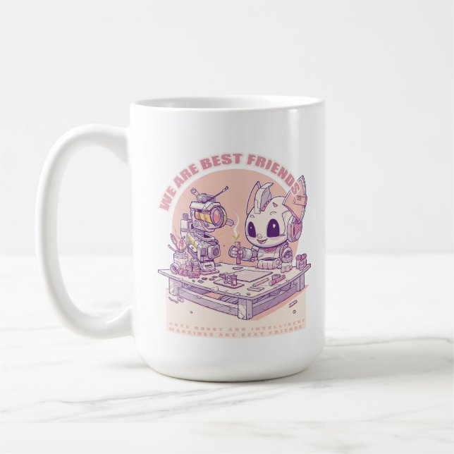 Friends robot rabbit and machine 071501 coffee mug (Left)