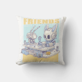 Friends robot rabbit and machine 071502 throw pillow
