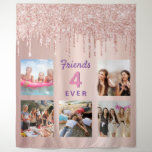 Friends rose gold photo collage glitter tapestry