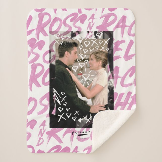 FRIENDS™ | Ross And Rachel Doodled Hearts Sherpa Blanket (Front)