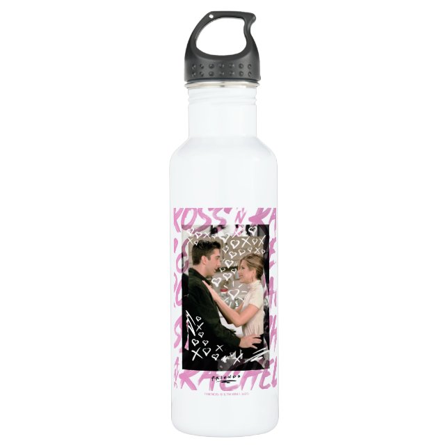 FRIENDS™ | Ross And Rachel Doodled Hearts Stainless Steel Water Bottle (Front)