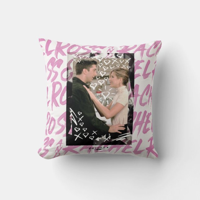 FRIENDS™ | Ross And Rachel Doodled Hearts Throw Pillow (Front)