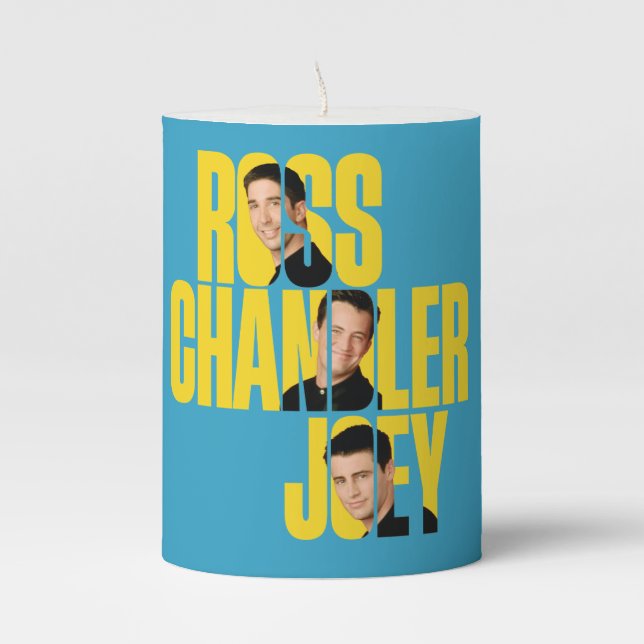 FRIENDS™ | Ross, Chandler & Joey Pillar Candle (Front)