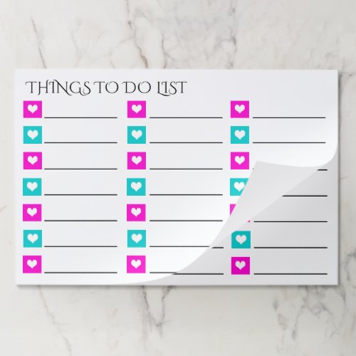 Friends shopping checklist hearts organizer to do paper pad