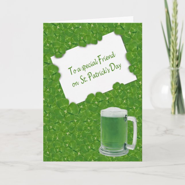 Friend's St. Patrick's Day Four-leaf Clovers Card (Front)