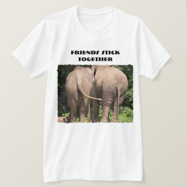 Friends Stick Together Elephants Tee Shirt (Design Front)