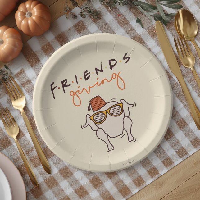 Friends T.V. Series | Friendsgiving Party Paper Plates (Paper plate on simulated table)