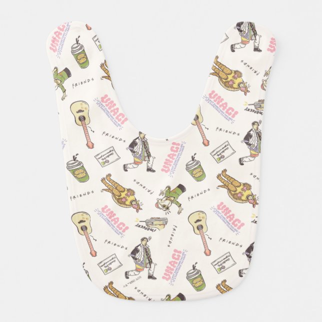 FRIENDS™ Tan Cartoon Pattern Baby Bib (Front)