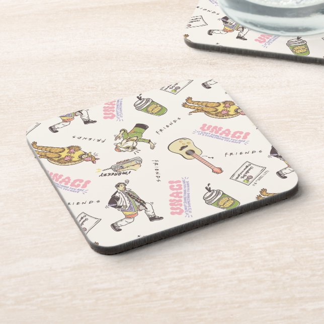 FRIENDS™ Tan Cartoon Pattern Beverage Coaster (Left Side)