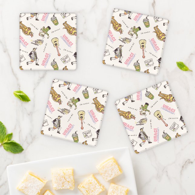FRIENDS™ Tan Cartoon Pattern Coaster Set (In Situ)