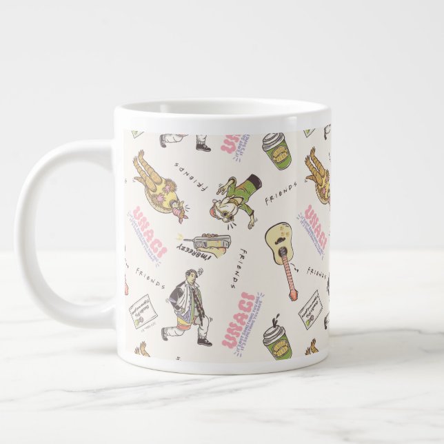 FRIENDS™ Tan Cartoon Pattern Giant Coffee Mug (Left)