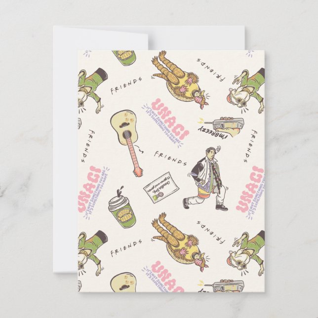 FRIENDS™ Tan Cartoon Pattern Note Card (Front)