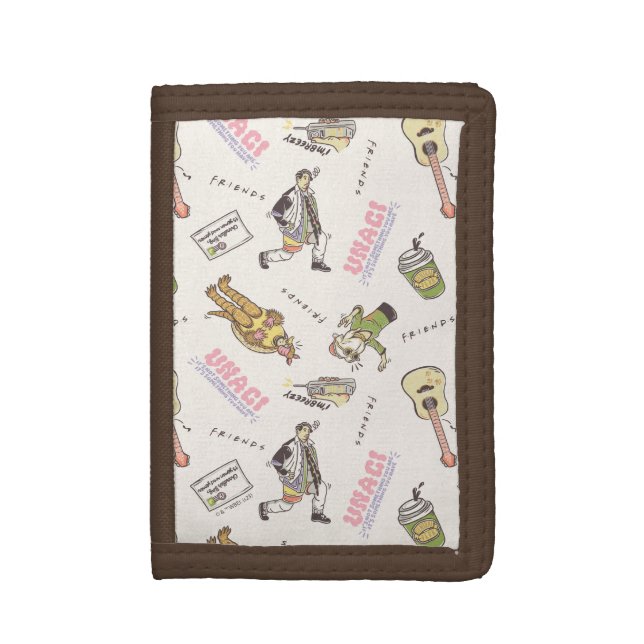 FRIENDS™ Tan Cartoon Pattern Trifold Wallet (Front Vertical)