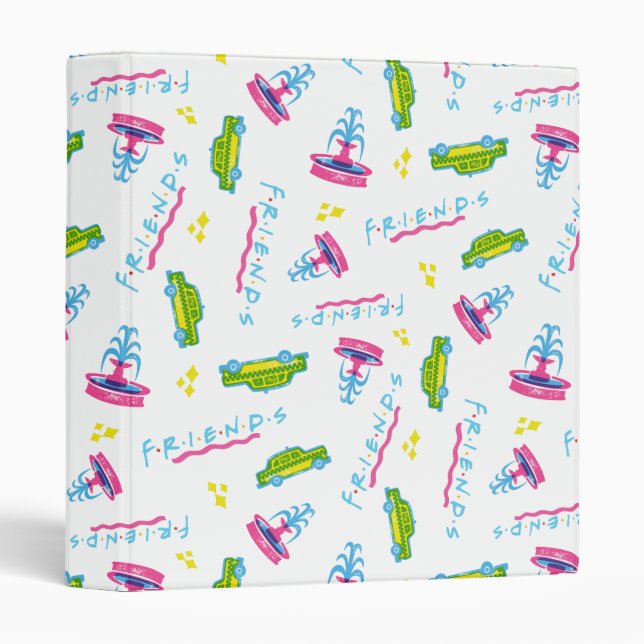 FRIENDS™ Taxi and Water Fountain Pattern 3 Ring Binder (Front/Spine)