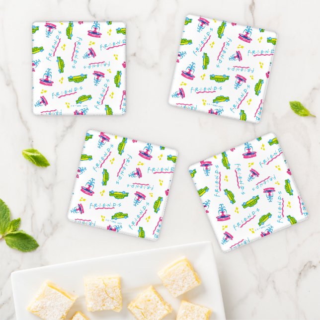 FRIENDS™ Taxi and Water Fountain Pattern Coaster Set (In Situ)