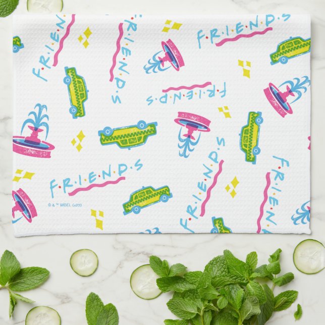 FRIENDS™ Taxi and Water Fountain Pattern Kitchen Towel (Folded)