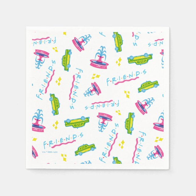 FRIENDS™ Taxi and Water Fountain Pattern Napkins (Front)