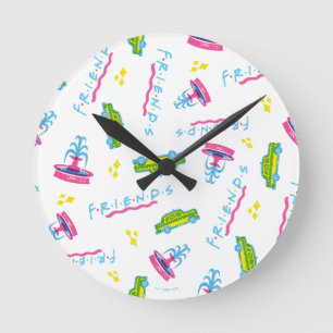 FRIENDS™ Taxi and Water Fountain Pattern Round Clock