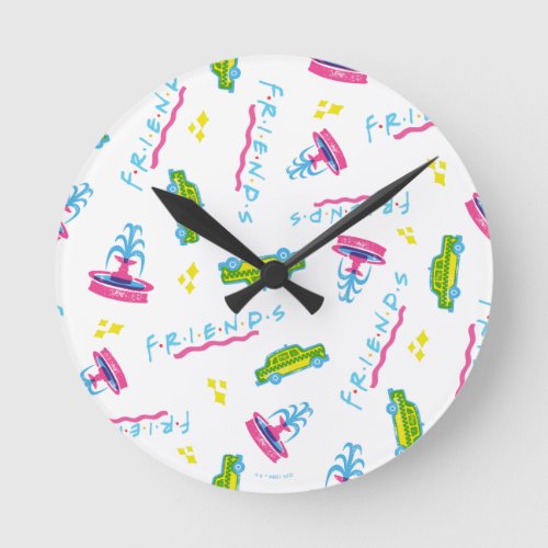 FRIENDSâ Taxi and Water Fountain Pattern Round Clock