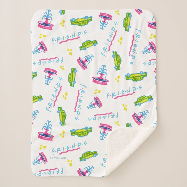 FRIENDS™ Taxi and Water Fountain Pattern Sherpa Blanket (Front)