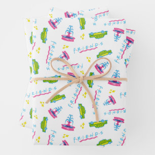 FRIENDS™ Taxi and Water Fountain Pattern Wrapping Paper Sheets