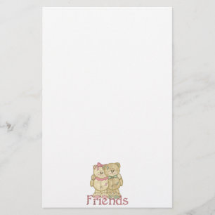 Friends Teddy Bear Pair - Original Colors Stationery