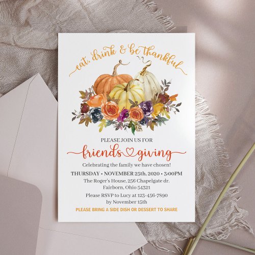 Friends Thanksgiving Lunch Autumn Pumpkins Invitation