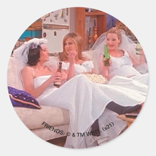 FRIENDS  The Girls in Wedding Dresses Classic Round Sticker