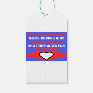 Friends themed colors red blue white design gift tags