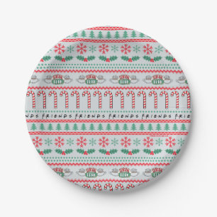 FRIENDS™   Ugly Sweater Christmas Pattern Paper Plates