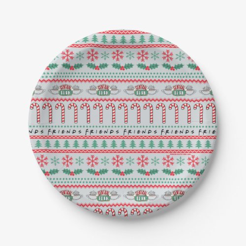 FRIENDS  Ugly Sweater Christmas Pattern Paper Plates