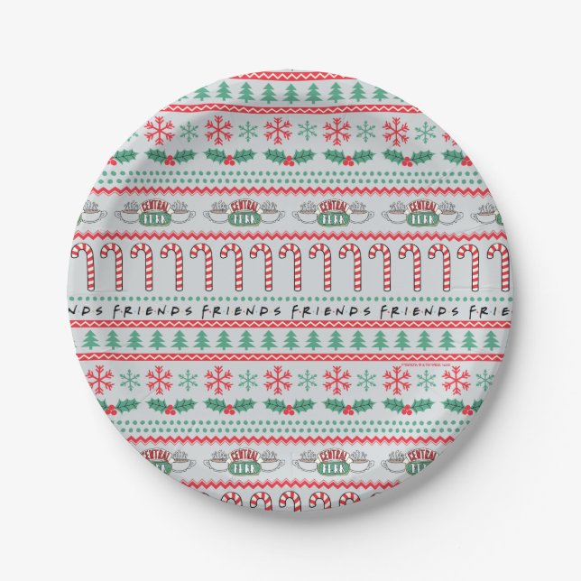 FRIENDS™ | Ugly Sweater Christmas Pattern Paper Plates (Front)