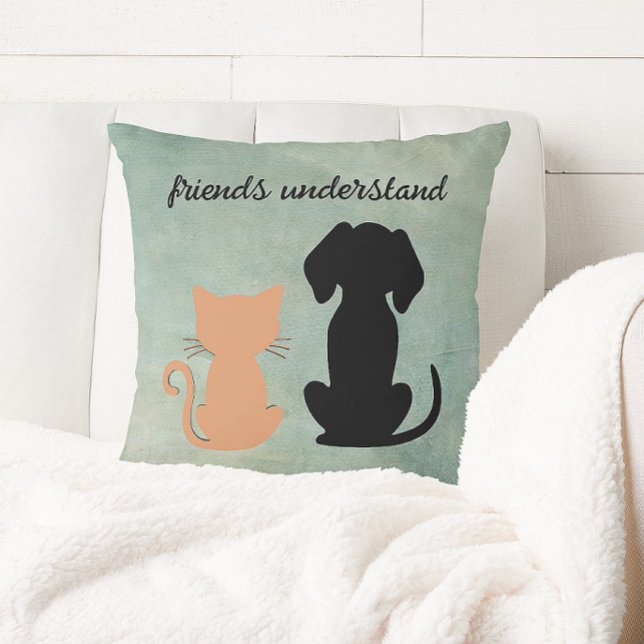 Friends Understand Dog Cat Besties    Throw Pillow (Creator Uploaded)