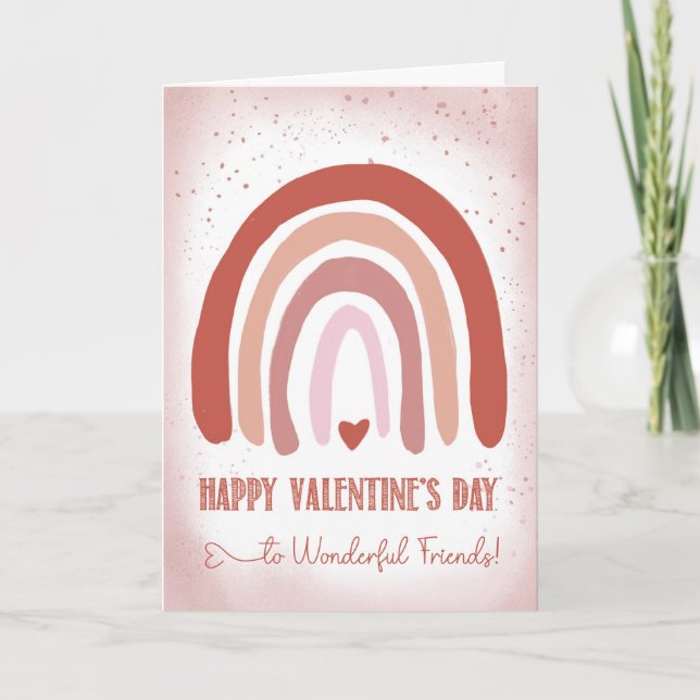Friends Valentines Day Hand Painted Soft Pink Card (Front)