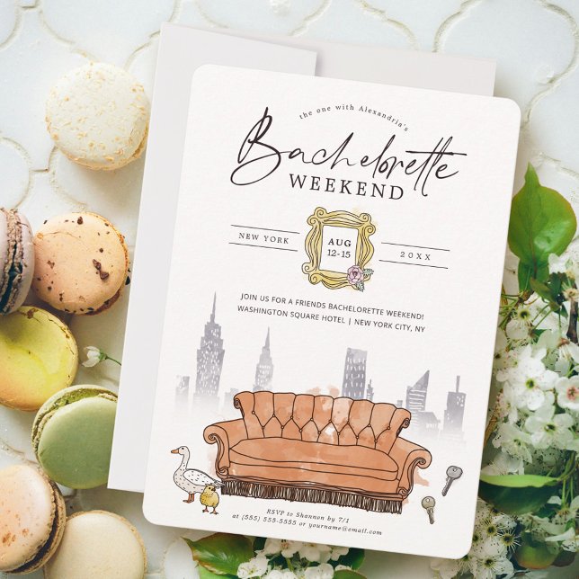 FRIENDS™ |  Watercolor Bachelorette Party Weekend  Invitation (Invitation on table)