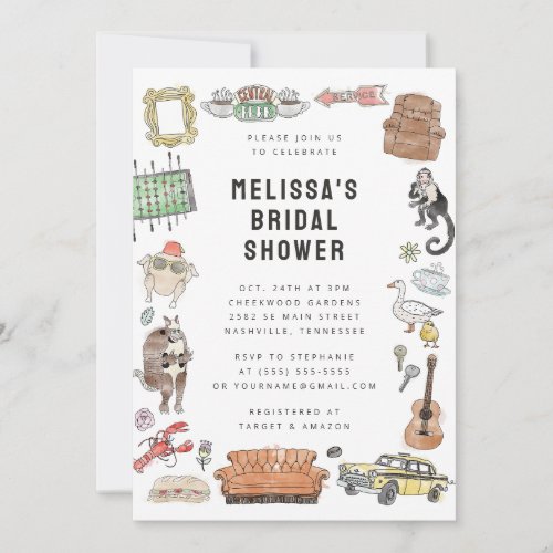 FRIENDS Watercolor Icons Bridal Shower Invitation