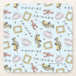 FRIENDS™ Watercolor Icons Pattern Square Paper Coaster