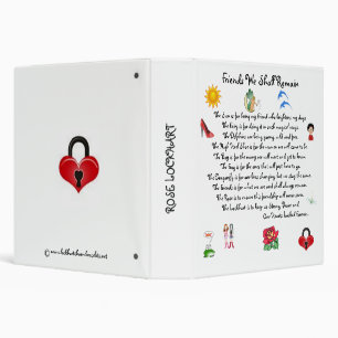 Friends We Shall Remain Poem Printed on Book Cover 3 Ring Binder