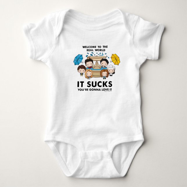 FRIENDS™ | Welcome to the Real World Chibi Baby Bodysuit (Front)