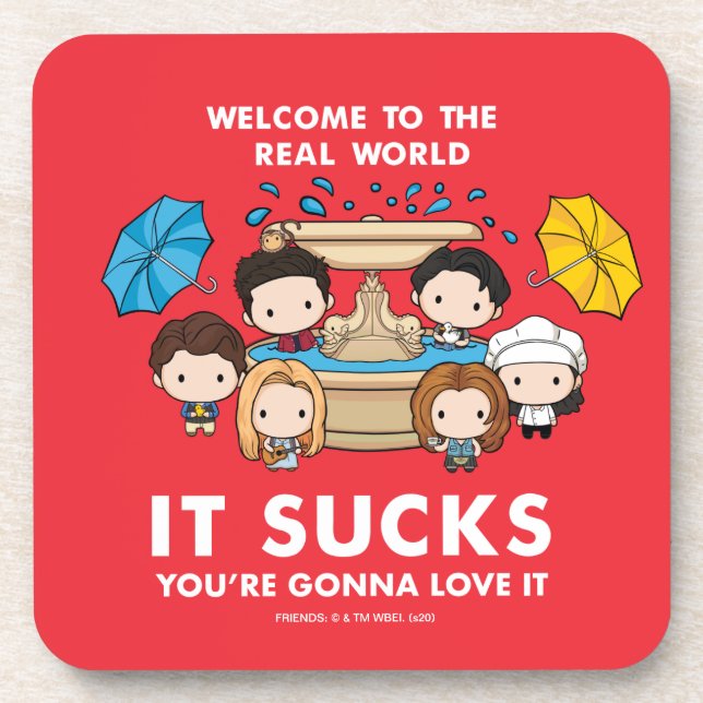 FRIENDS™ | Welcome to the Real World Chibi Beverage Coaster (Front)